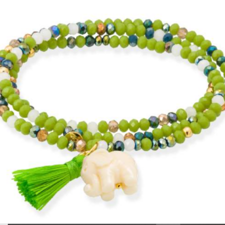 Pulsera Zen Marina García, Neón pistacho con elefante