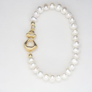 Pulsera Manchega Volumen Perlas. Baño Oro