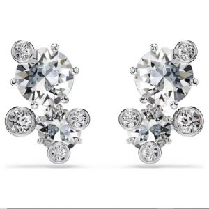 Pendientes de botón Swarovski, Blancos Rodio