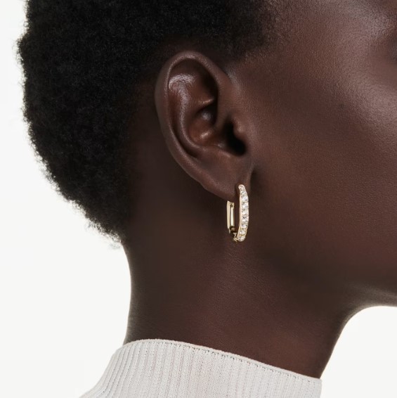 Pendientes Swarovski, Dextera, Blancos, Baño Oro