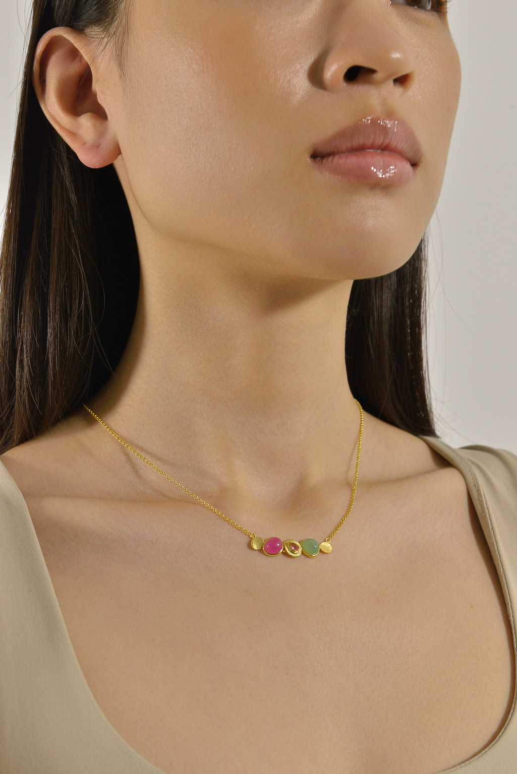 Collar Salvatore, Nenuphar Aventurina y Calcedonia